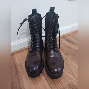 ZARA chocolate brown lace up combat boots size 37 us size 6.5